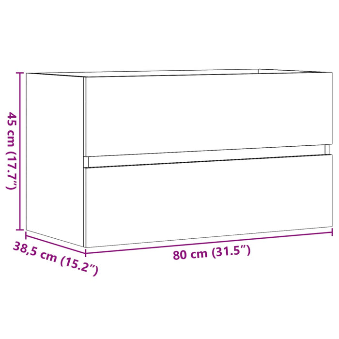 Dulap suspendat de baie lemn vechi 80x38,5x45 cm lemn prelucrat - WALTI WALTI