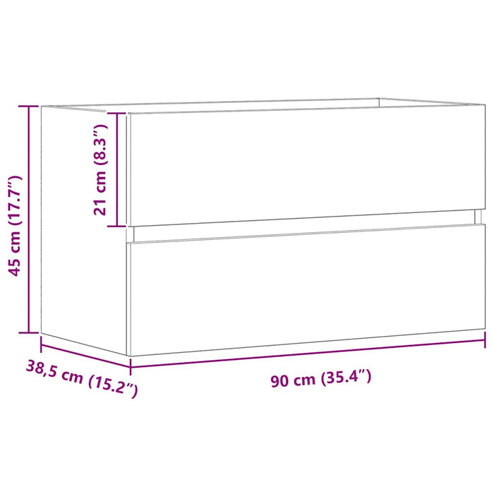 Dulap de chiuvetă stejar artizanal 90x38,5x45 cm lemn prelucrat - WALTI WALTI