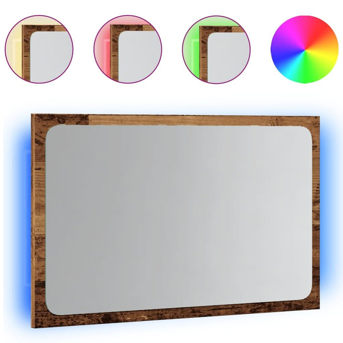 Oglindă de baie cu lumină LED, stejar artizanal, 60x8,5x38 cm - WALTI WALTI