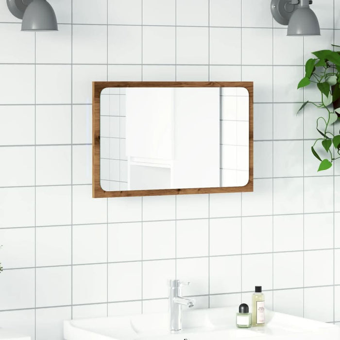Oglindă de baie cu lumină LED, stejar artizanal, 60x8,5x38 cm - WALTI WALTI