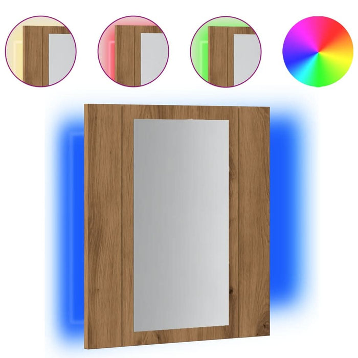 Dulap cu oglindă de baie LED stejar artizanal 40x12x45 cm, lemn - WALTI WALTI