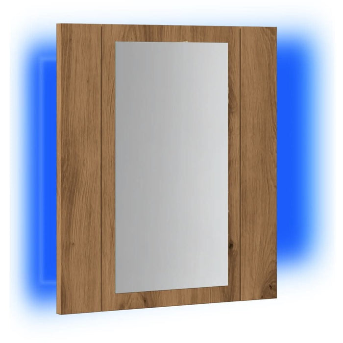 Dulap cu oglindă de baie LED stejar artizanal 40x12x45 cm, lemn - WALTI WALTI