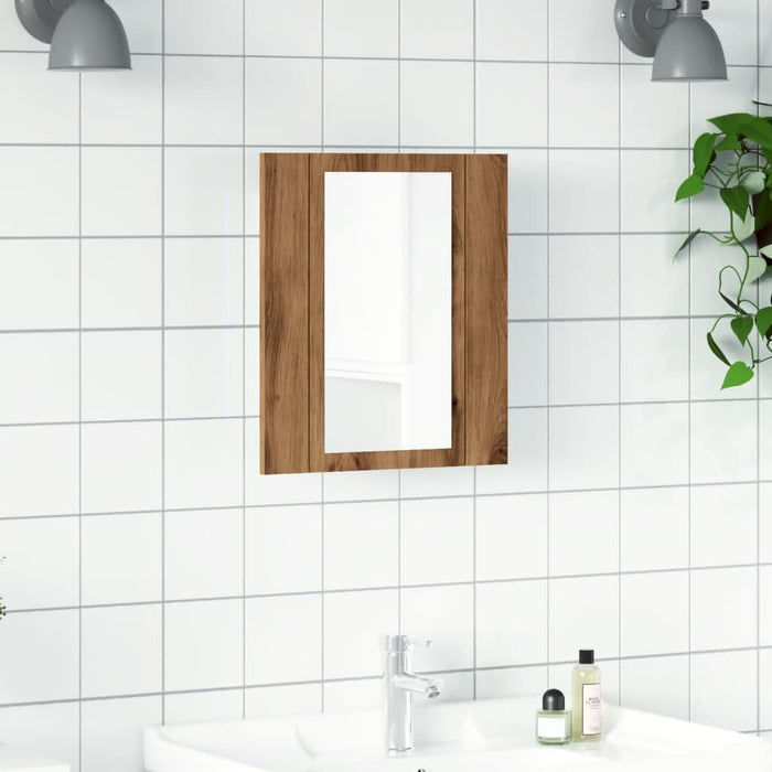 Dulap cu oglindă de baie LED stejar artizanal 40x12x45 cm, lemn - WALTI WALTI