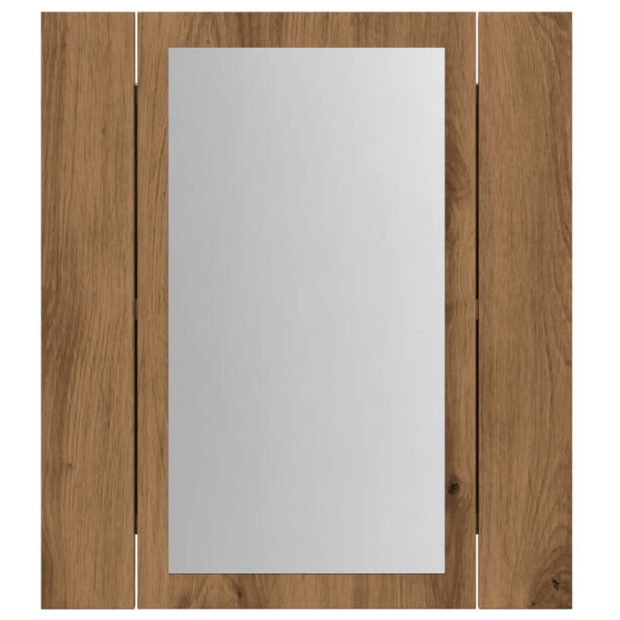 Dulap cu oglindă de baie LED stejar artizanal 40x12x45 cm, lemn - WALTI WALTI