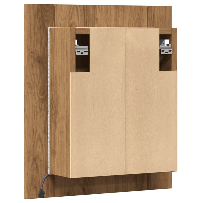Dulap cu oglindă de baie LED stejar artizanal 40x12x45 cm, lemn - WALTI WALTI