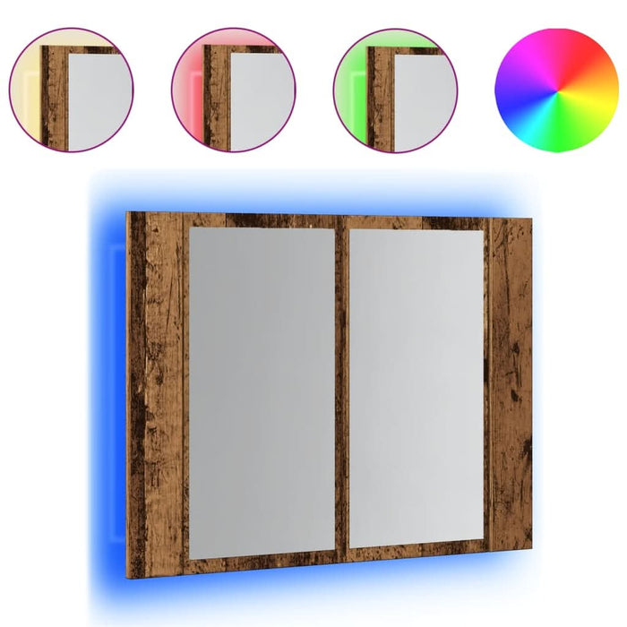 Dulap cu oglindă & LED lemn vechi 60x12x45 cm lemn prelucrat - WALTI WALTI