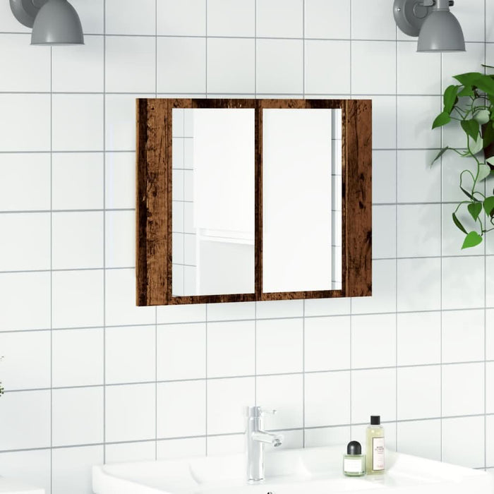Dulap cu oglindă & LED lemn vechi 60x12x45 cm lemn prelucrat - WALTI WALTI