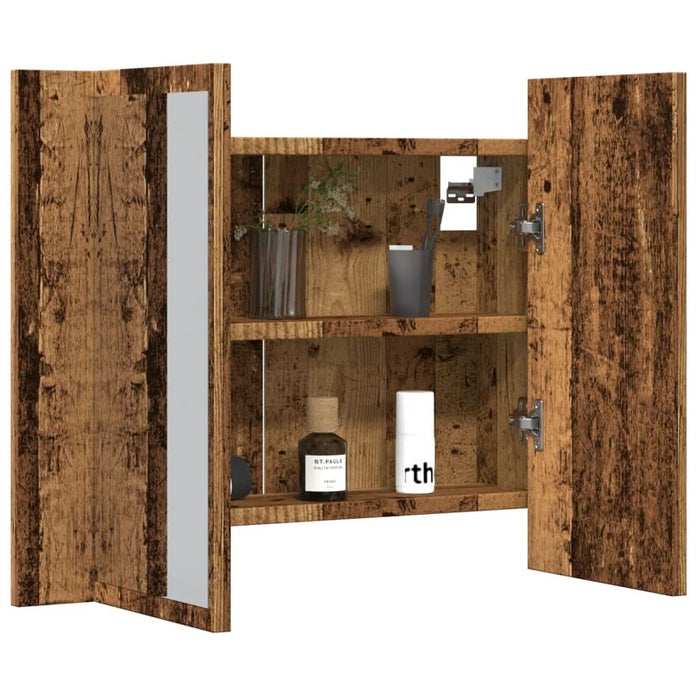 Dulap cu oglindă & LED lemn vechi 60x12x45 cm lemn prelucrat - WALTI WALTI