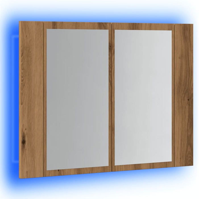 Dulap cu oglindă & LED stejar artizanal 60x12x45 cm lemn - WALTI WALTI