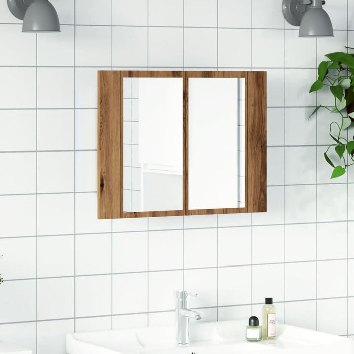 Dulap cu oglindă & LED stejar artizanal 60x12x45 cm lemn - WALTI WALTI