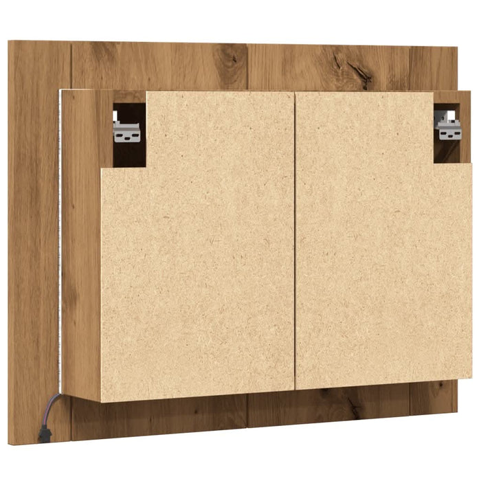 Dulap cu oglindă & LED stejar artizanal 60x12x45 cm lemn - WALTI WALTI