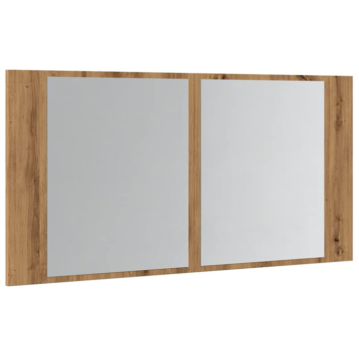 Dulap cu oglindă & LED stejar artizanal 90x12x45 cm lemn WALTI