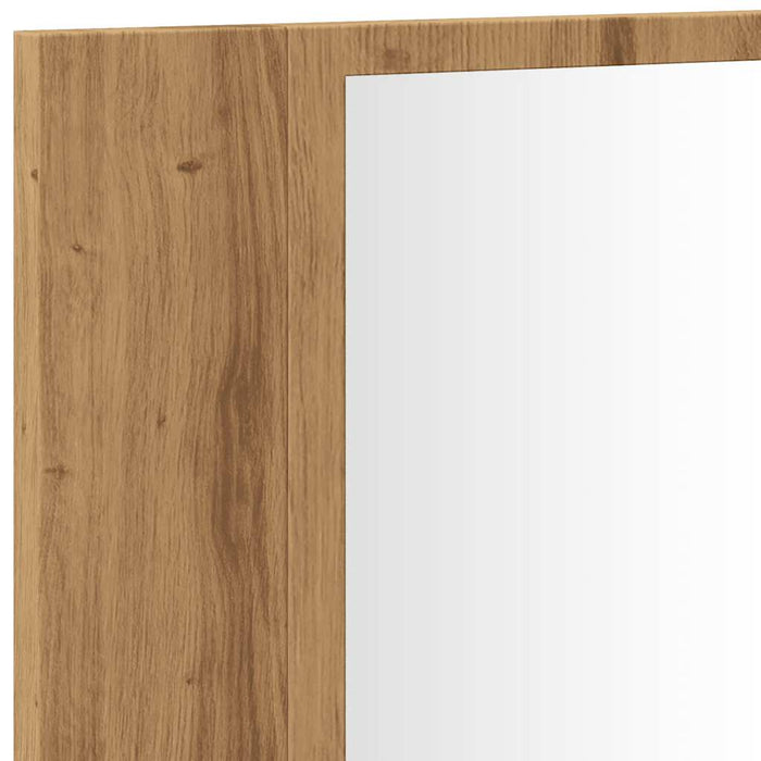 Dulap cu oglindă & LED stejar artizanal 90x12x45 cm lemn WALTI