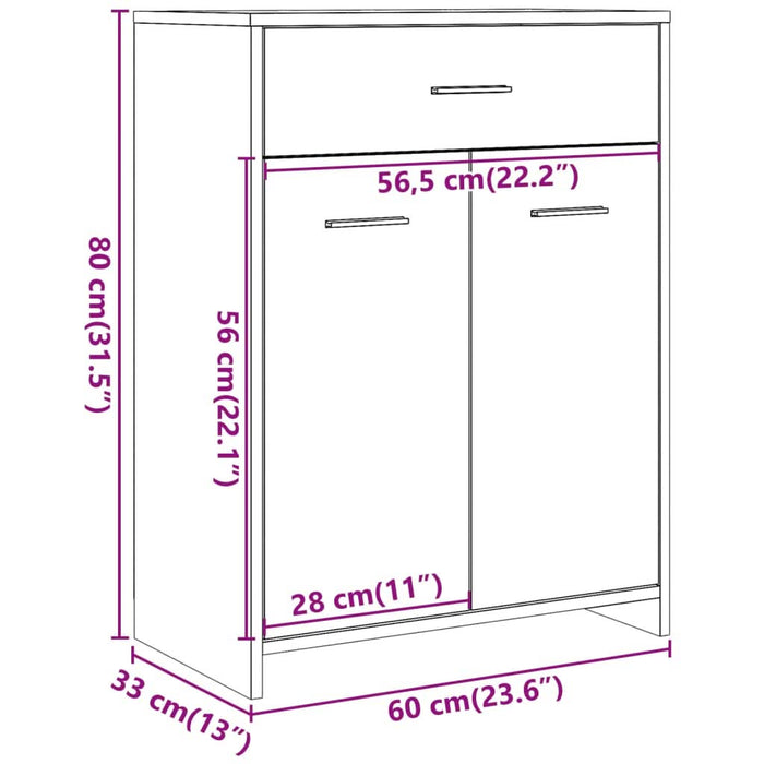 Dulap pentru baie stejar artizanal, 60x33x80 cm, lemn prelucrat - WALTI WALTI