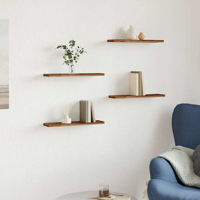 Rafturi perete 4 buc., lemn vechi, 40x20x1,5 cm, lemn prelucrat - WALTI WALTI