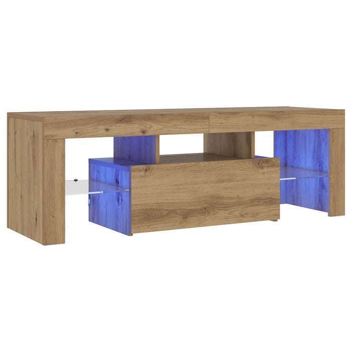 Dulap TV cu LED stejar artizanal 120x36,5x40 cm lemn prelucrat - WALTI WALTI