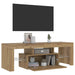 Dulap TV cu LED stejar artizanal 120x36,5x40 cm lemn prelucrat - WALTI WALTI
