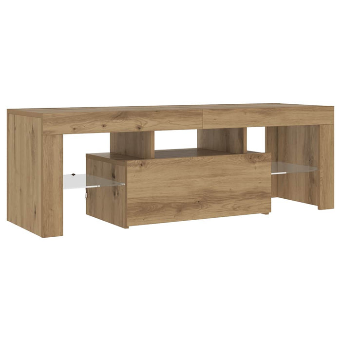 Dulap TV cu LED stejar artizanal 120x36,5x40 cm lemn prelucrat - WALTI WALTI