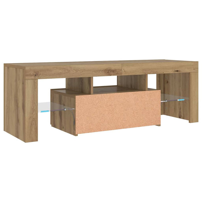 Dulap TV cu LED stejar artizanal 120x36,5x40 cm lemn prelucrat - WALTI WALTI