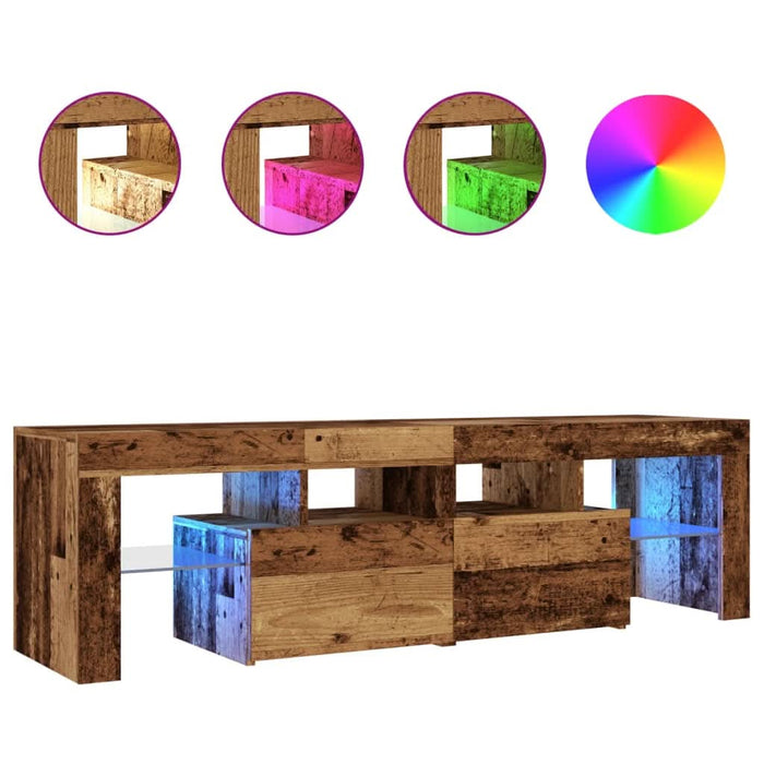 Dulap TV cu lumini LED lemn vechi 140x36,5x40 cm lemn prelucrat - WALTI WALTI
