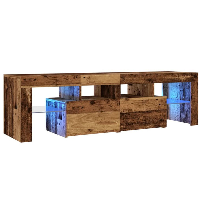 Dulap TV cu lumini LED lemn vechi 140x36,5x40 cm lemn prelucrat - WALTI WALTI