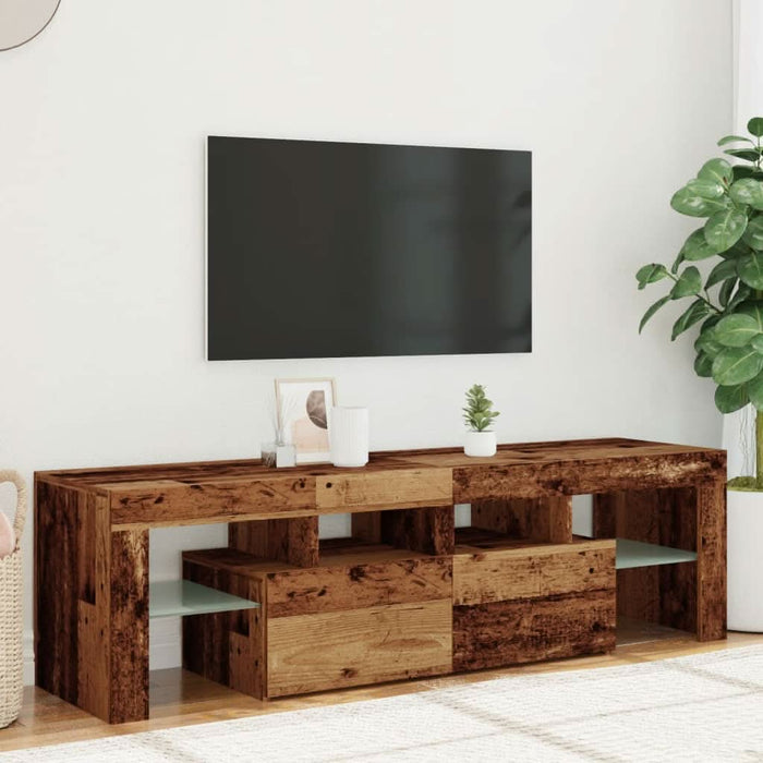 Dulap TV cu lumini LED lemn vechi 140x36,5x40 cm lemn prelucrat - WALTI WALTI