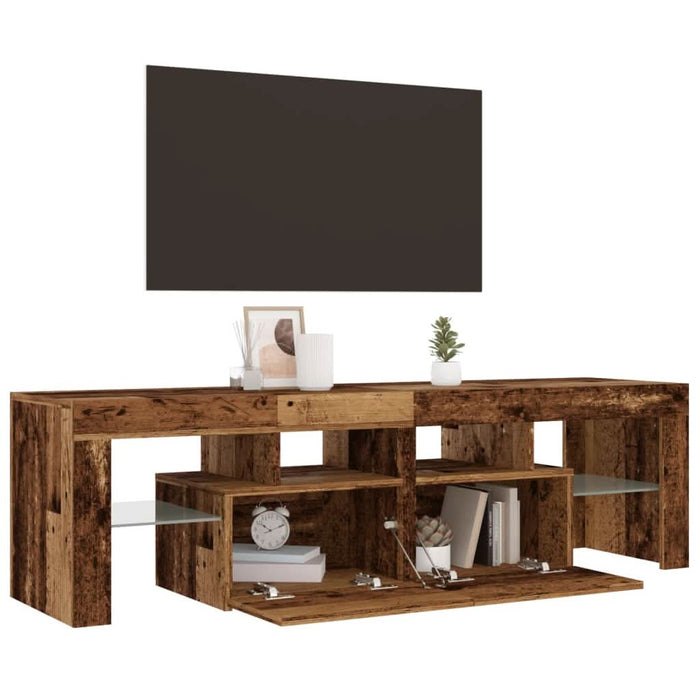 Dulap TV cu lumini LED lemn vechi 140x36,5x40 cm lemn prelucrat - WALTI WALTI