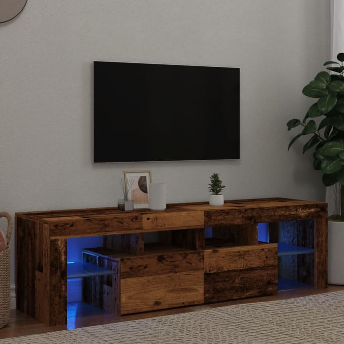 Dulap TV cu lumini LED lemn vechi 140x36,5x40 cm lemn prelucrat - WALTI WALTI