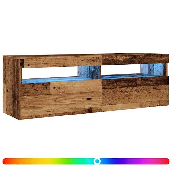 Dulap TV cu lumini LED lemn vechi 120x35x40 cm lemn prelucrat - WALTI WALTI