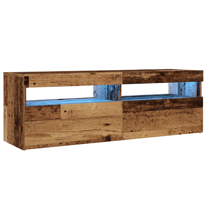 Dulap TV cu lumini LED lemn vechi 120x35x40 cm lemn prelucrat - WALTI WALTI
