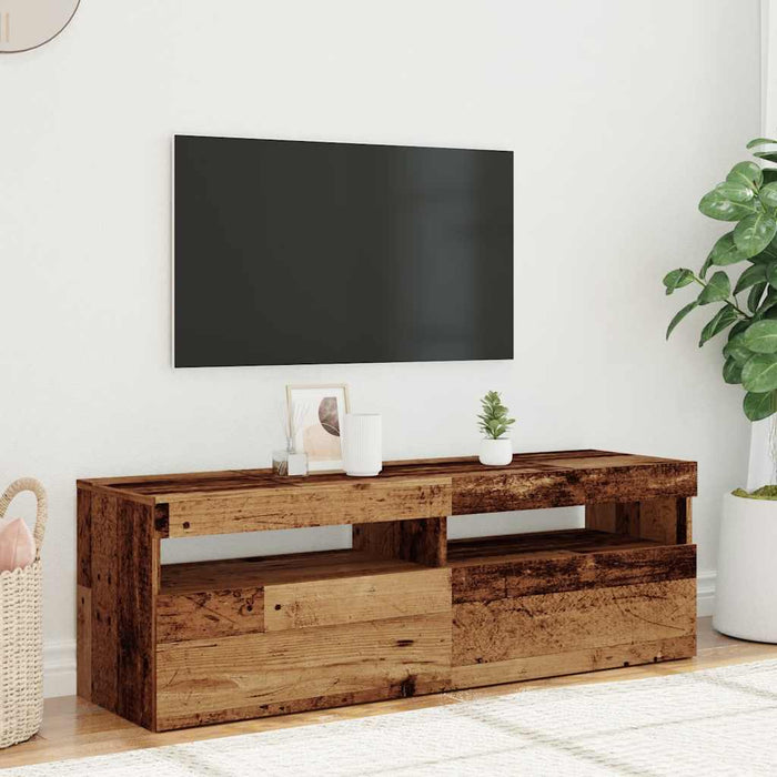Dulap TV cu lumini LED lemn vechi 120x35x40 cm lemn prelucrat - WALTI WALTI