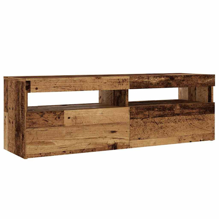 Dulap TV cu lumini LED lemn vechi 120x35x40 cm lemn prelucrat - WALTI WALTI