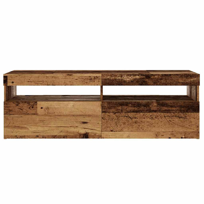 Dulap TV cu lumini LED lemn vechi 120x35x40 cm lemn prelucrat - WALTI WALTI