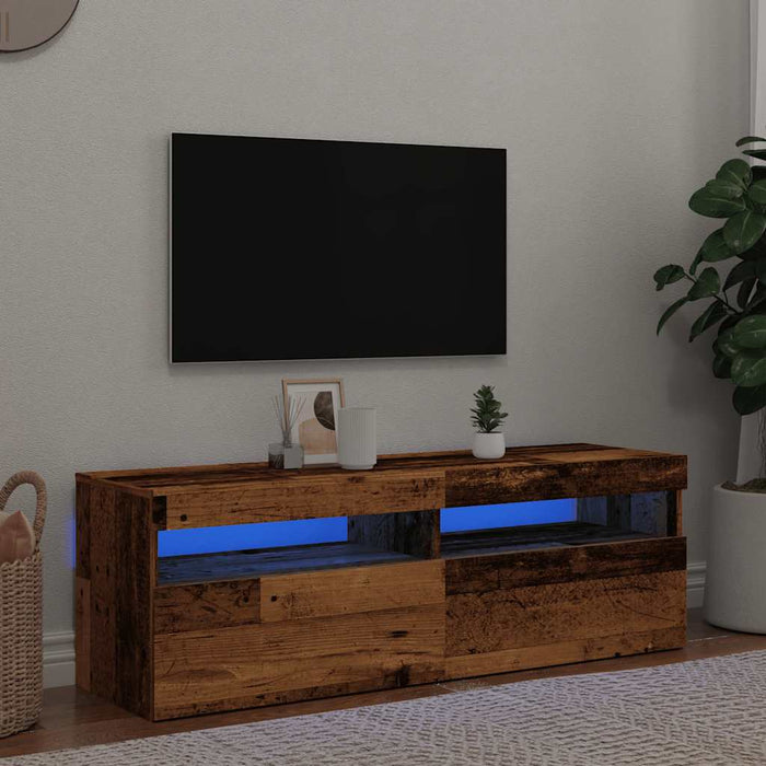 Dulap TV cu lumini LED lemn vechi 120x35x40 cm lemn prelucrat - WALTI WALTI
