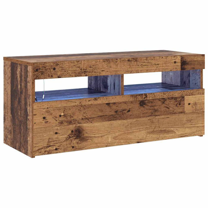 Dulap TV cu lumini LED lemn vechi 90x35x40 cm lemn prelucrat - WALTI WALTI