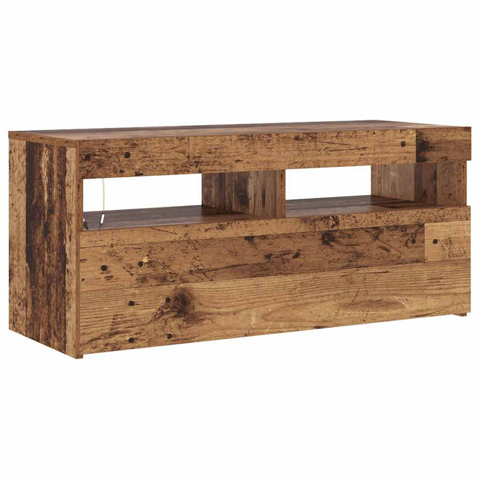 Dulap TV cu lumini LED lemn vechi 90x35x40 cm lemn prelucrat - WALTI WALTI
