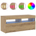 Dulap TV cu LED stejar artizanal 90x35x40 cm lemn prelucrat - WALTI WALTI