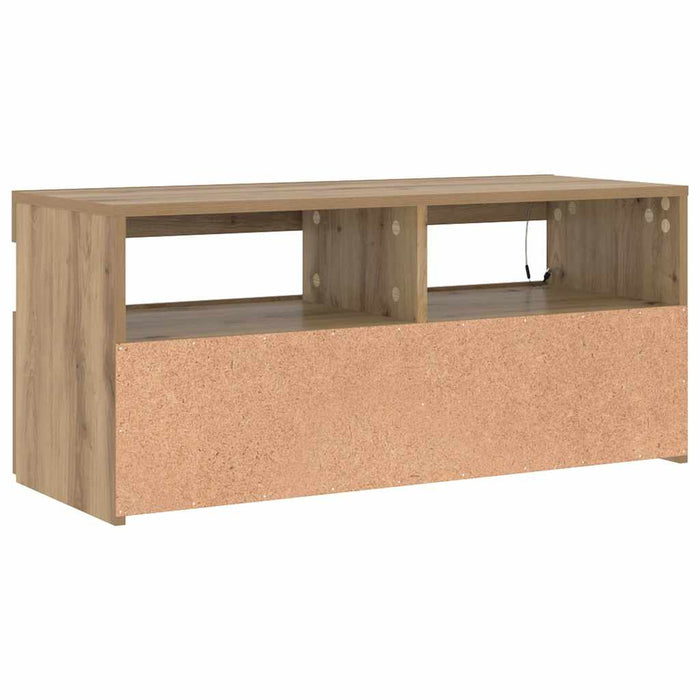 Dulap TV cu LED stejar artizanal 90x35x40 cm lemn prelucrat - WALTI WALTI