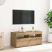 Dulap TV cu LED stejar artizanal 90x35x40 cm lemn prelucrat - WALTI WALTI