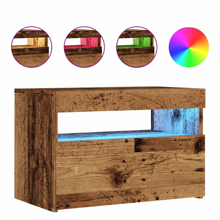 Dulap TV cu lumini LED lemn vechi 60x35x40 cm lemn prelucrat - WALTI WALTI