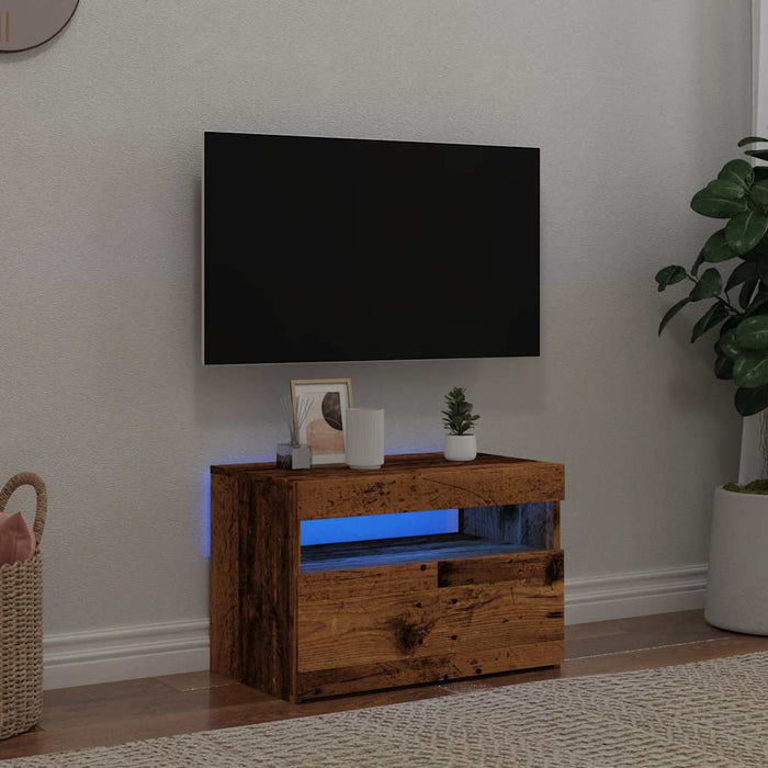Dulap TV cu lumini LED lemn vechi 60x35x40 cm lemn prelucrat - WALTI WALTI