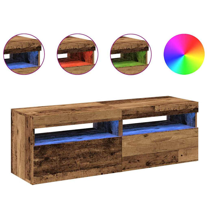 Dulapuri TV cu lumini LED, 2 buc., lemn vechi, lemn prelucrat - WALTI WALTI
