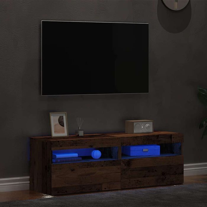 Dulapuri TV cu lumini LED, 2 buc., lemn vechi, lemn prelucrat - WALTI WALTI