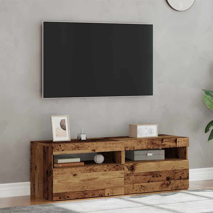 Dulapuri TV cu lumini LED, 2 buc., lemn vechi, lemn prelucrat - WALTI WALTI