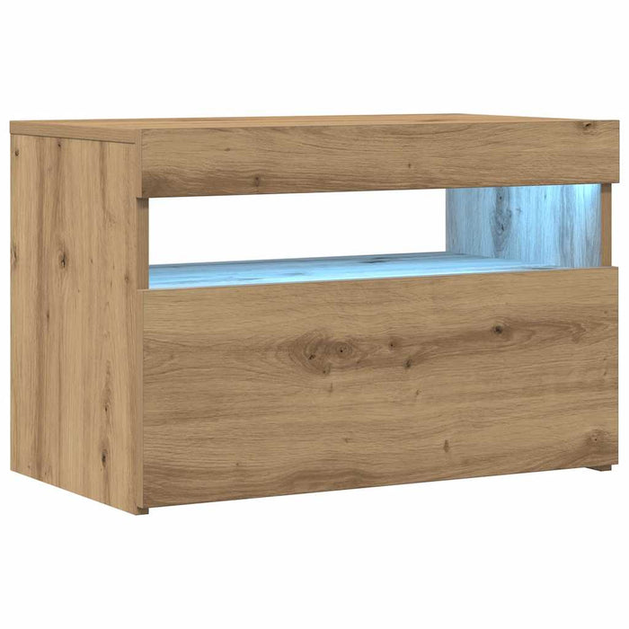 Dulap TV cu LED stejar artizanal 60x35x40 cm lemn prelucrat - WALTI WALTI