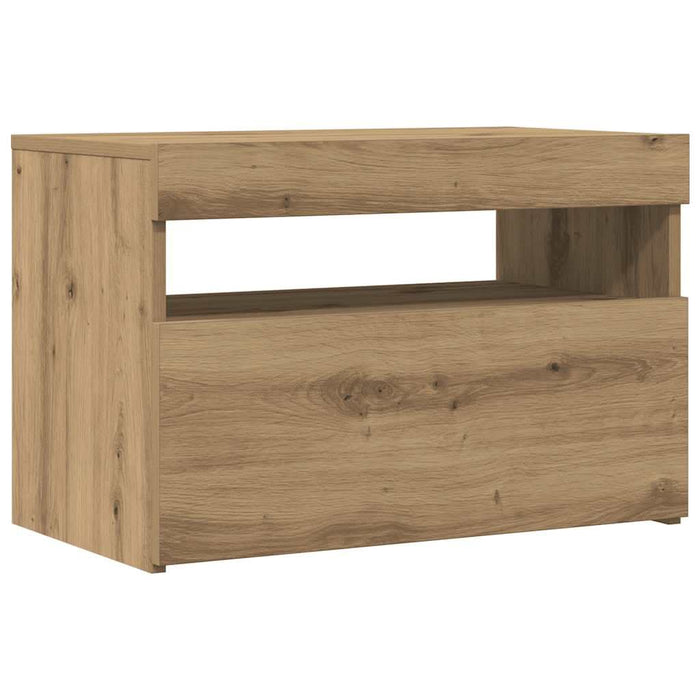 Dulap TV cu LED stejar artizanal 60x35x40 cm lemn prelucrat - WALTI WALTI