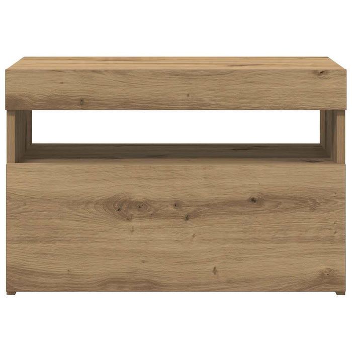Dulap TV cu LED stejar artizanal 60x35x40 cm lemn prelucrat - WALTI WALTI