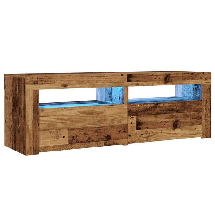 Dulap TV cu lumini LED lemn vechi 120x35x40 cm lemn prelucrat - WALTI WALTI