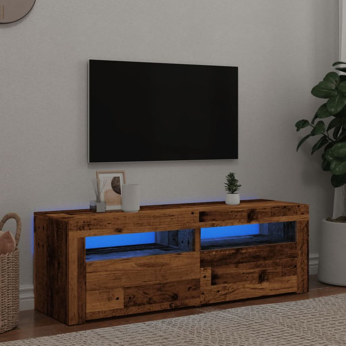 Dulap TV cu lumini LED lemn vechi 120x35x40 cm lemn prelucrat - WALTI WALTI