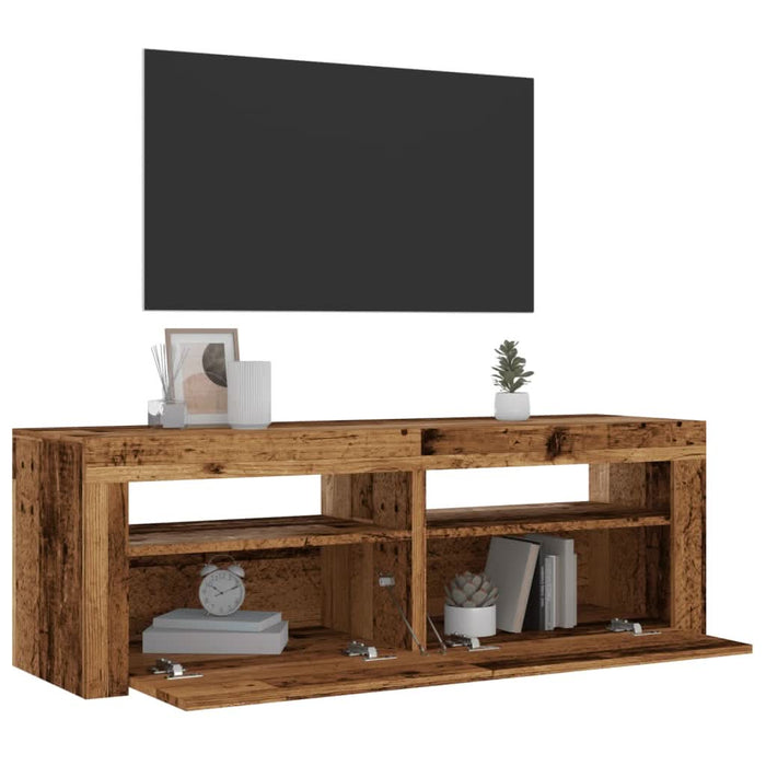 Dulap TV cu lumini LED lemn vechi 120x35x40 cm lemn prelucrat - WALTI WALTI